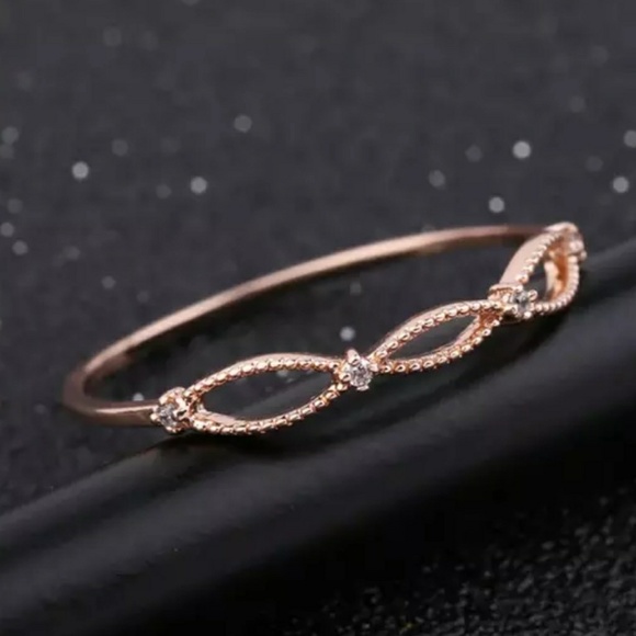 NEW Rose Gold Delicate Geometric Stackable Ring - Picture 3 of 6